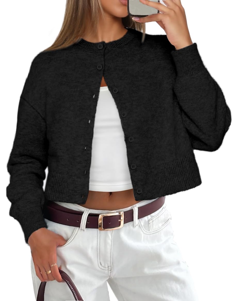 ATHMILE Cropped Cardigan Sweaters for Women Lightweight Crop Knit Y2k Fall Outfits Fashion Clothes 2025