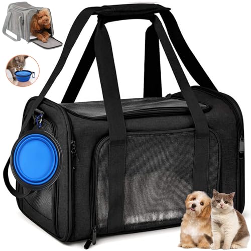 ペットキャリー 折りたたみ 猫 キャリー バッグ 小型犬 中・大型猫用・小型犬・うさぎ用 臭気がない 車載/ドライブ/キャンピング/旅行/通院/災害避難用 折りたたみ 収納付 犬用ソフトクレート ペットキャリーバッグ