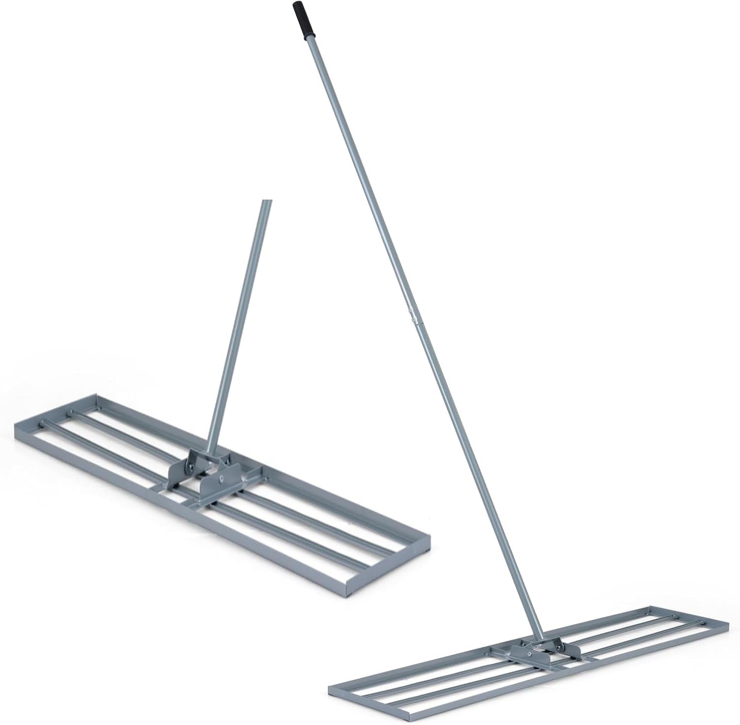 , wyrównywacz trawnika 43/75/91/106 x 25 cm z regulacją 90 cm/175 cm, długi uchwyt, oszczędzające wysiłek narzędzie do wyrównywania trawnika, trawy, ogrodu, pola golfowego (srebrny, 91 x 25 c