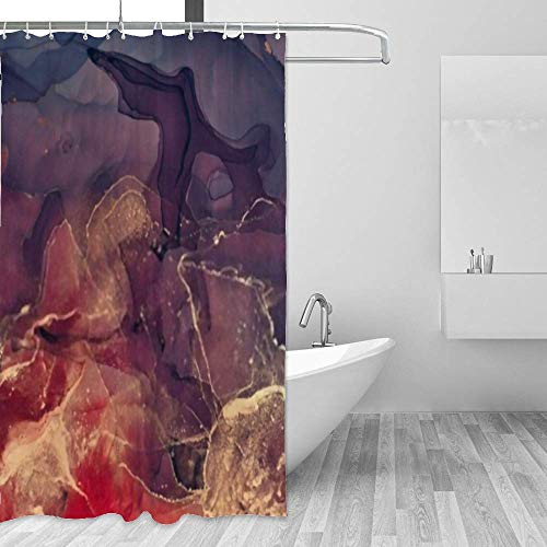 Rideau de douche lavable en machine polyester bloc noir rouge CHEHONG