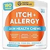 Dog allergy relief chewsanti itch skin coat supplement no fillers just flavor dry itchy skin relief treatment womega 3 fish oil itchingpaw licking hot spots made in usa 180ct  urban country home decor