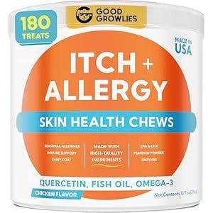 Dog Allergy Relief Chews — Anti-Itch Skin & Coat Supplement: No Fillers, Just Flavor - Dry Itchy Skin Relief Treatment w/Omega 3 Fish Oil - Itching&Paw Licking - Hot Spots - Made in USA - 180Ct Dog Allergy Relief Chews–Anti Itch Skin Coat Supplement No Fillers Just Flavor Dry Itchy Skin Relief Treatment wOmega 3 Fish Oil ItchingPaw Licking Hot Spots Made in USA 180Ct