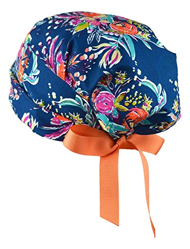 Womens surgical scrub hat adjustable small to medium (zinnias)