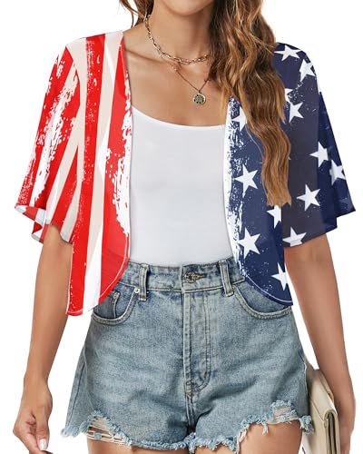 Image of ZNVGIRL Women Shrug Chiffon Cardigans Open Front Short Sleeve Bolero for Evening Dressy 2026