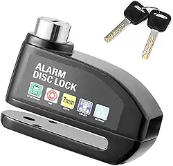 Trava de Disco para Moto com Alarme, 2 Chaves, Cromado