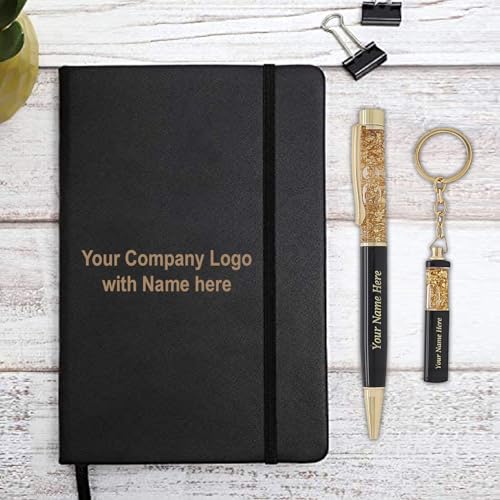 Image of Customized Diary Pen with Keychain and Notebook, Personalized Gift Set, Corporate Gift For Employees
