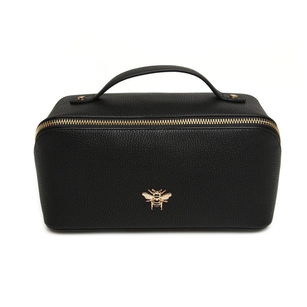 Luxury Beauty Case by Alice Wheeler London Train Case Vanity Toiletry Bag Make-Up Case for Ladies 3 Different Sizes !, Black, M, beauty case