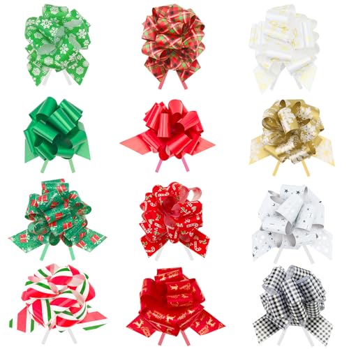 G2PLUS 24PCS Lazo, Lazos Adorno Coche Boda Lazos de Regalo con Cinta para Fiesta de Bodas de Navidad Decoración de Automóviles