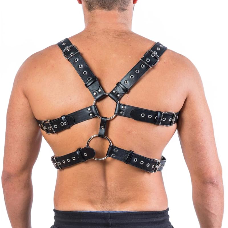 Men Chest Harness Belt with Adjustable Buckles O Ring Rivet Leather Gothic Punk Body Chest Harness Bondage Strap Belt for Men, Bar Fetish BDSM Cosplay Costume Nightclub Clubwear Party Club Masquerade4