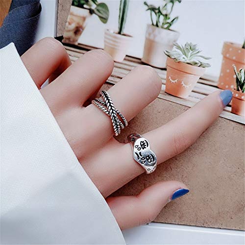 Dtja Broken Heart 925 Sterling Silver Ring for Women Girls Crying Face Statement Expandable Open Finger Ring Adjustable Valentine's Birthday Anniversary Jewelry Gifts for Girl Friend3