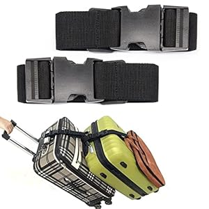 2Pack Add a Bag Luggage Strap Adjustable Suitcase Belt Travel Attachment Black Travel Accessories for Connect Your 3 Luggages Thanksgiving