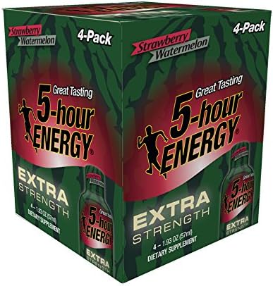 5 Hour Energy Extra Strength Drink Shot, Strawberry/Watermelon, 4Count
