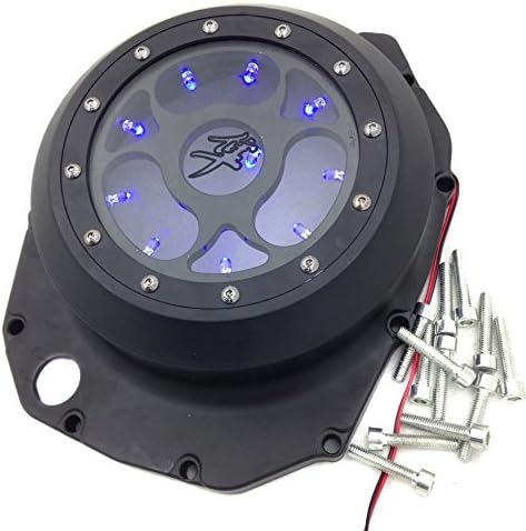 Motor Blue LED Black See Through Engine Clutch Cover For Suzuki Gsx1300R Hayabusa B-King 1999-2013