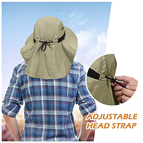 Image of Solaris Sun Hat with Neck Flap, UPF 50 Sun Protection Lightweight Sun Cap for Men Women, Wide Brim Hat for Fishing Hiking
