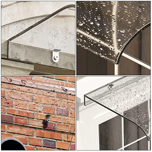 Gimisgu Vordach Haustürvordach 40x80cm Regenschutz Pultbogenvordach 3,5mm Transparent Pultvordach Überdachung Vordach für Haustür