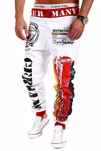 MT Styles Trainingshose Flag Sporthose R-523 [Weiß, M]