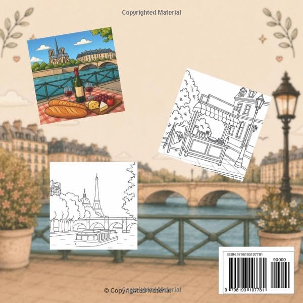 Cozy Paris Escapes: A Relaxing Coloring Book of Charming Streets, Cafés, Landmarks & Parisian Moments (Cozy Travel Escapes) image 3