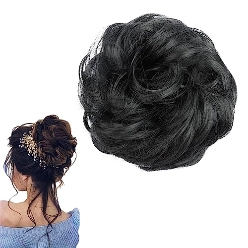 prinfantasy Messy Bun Hair Piece Hair Buns Messy Bun Hair Extension Hair Piece Grey Black Bun Hair Pieces Thicker Hair Pieces for Women,GBFQ021