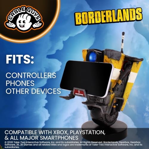 Image of Cableguys Borderlands Claptrap Controller Holder & Phone Stand - Gaming Accessories for Room and Desk Setup, Holder Compatible with Xbox, PlayStation & Most Standard Game Controllers
