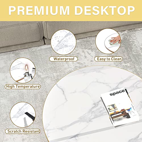 Hlr Round Coffee Table With White Faux Marble Top #TOP4