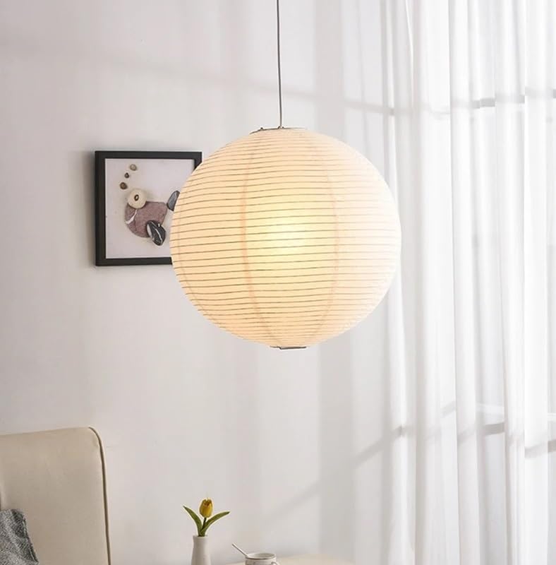 Suspension boule papier 3 couleurs de lumière avec une grande sphère de 80cm