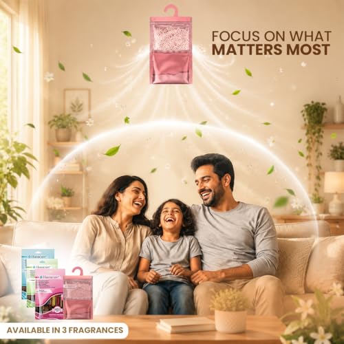 Image of Moisture Absorber Dehumidifier 500ml Absorption Capacity Prevents Mold, Dampness & Bad Odor Ideal for Wardrobe, Bathroom, Kitchen & Bedroom 220g x 12 (Morning Mist)