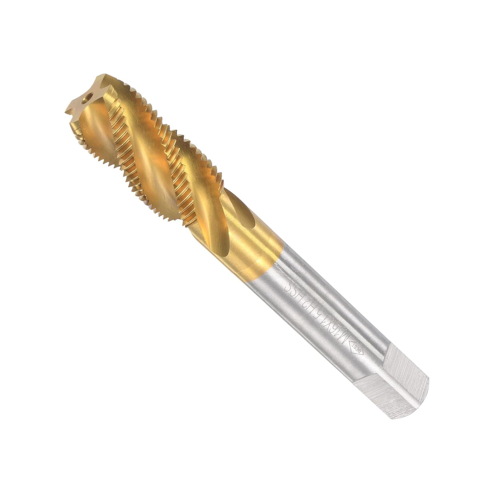Unifizz M16 x 1.5 Spiral Flute Tap, HSS (High Speed Steel) Titanium Coated Metric Hand Machine Screw Tap 4 Flutes Tapping Tool H2 Tolerance, for Tapping Blind Holes