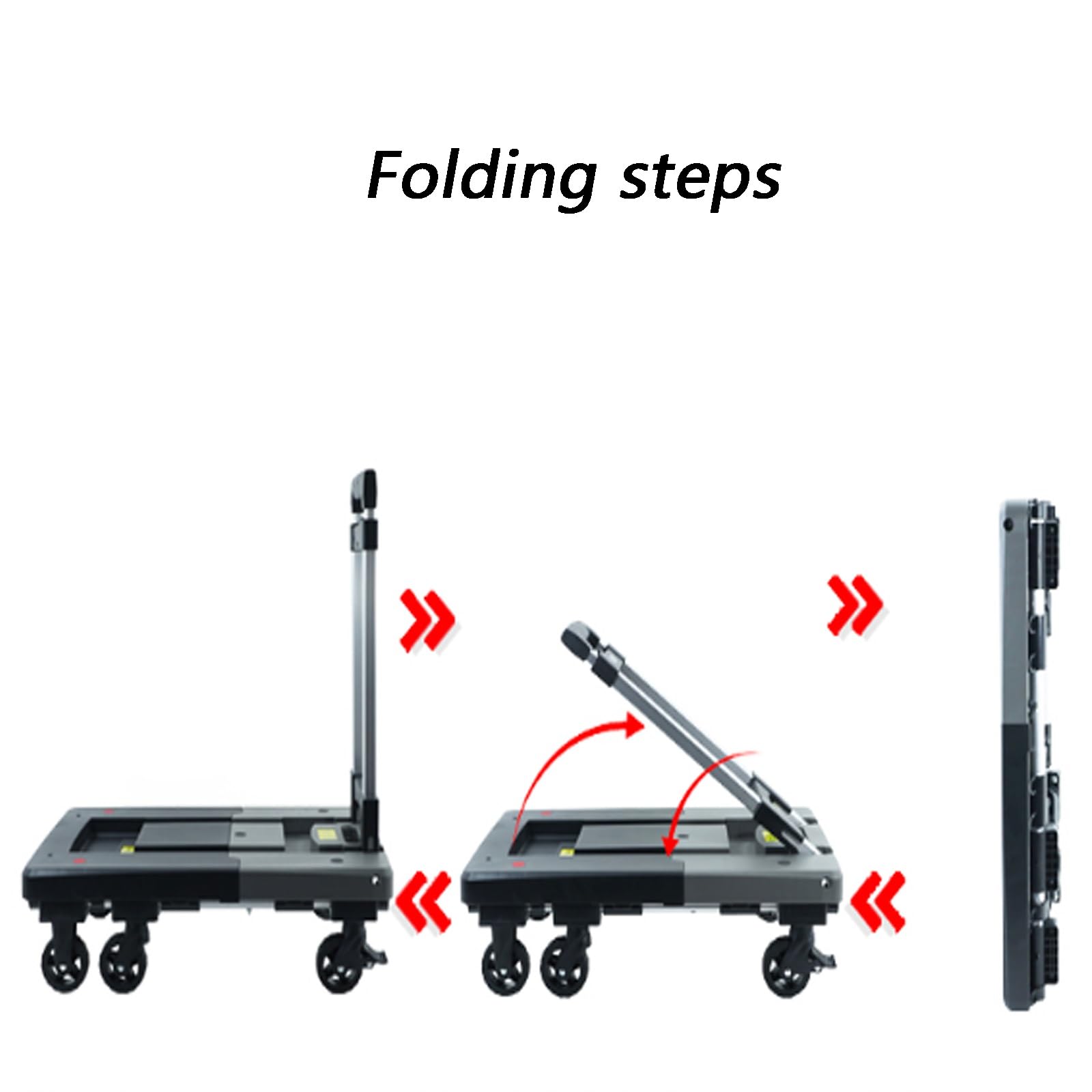 Plattformwagen, Tragfähigkeit 150 kg, einziehbares Fahrgestell, platzsparend(Black)