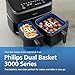 Philips Airfryer 3000 Series Dual Basket - 2 Drawer Air Fryer, 3L + 6L Capacity, RapidAir Plus Technology, 13 Ways to Cook, 90% Less Fat, Easy to Clean, Digital Touchscreen, Energy Saving (NA350/00)
