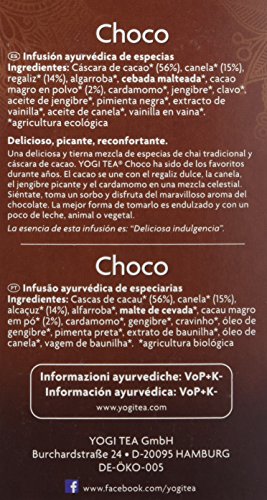 Yogi Tea - Choco, Infusión Ayurvédica de Especias con Cáscaras de Cacao, Regaliz y Canela - 17 Bolsitas, 37,4g - Imagen 5