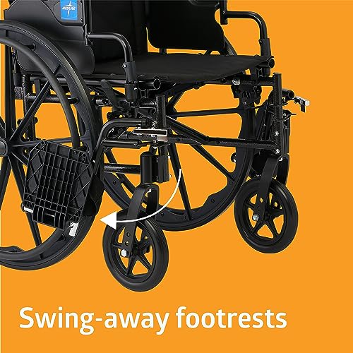 Image of Medline 20 inch Foldable K4 Wheelchair with Swing-Back Desk-Length Arms & Swing-Away Footrests, 300 lbs. Capacity, Transport Chair for Adults & Seniors