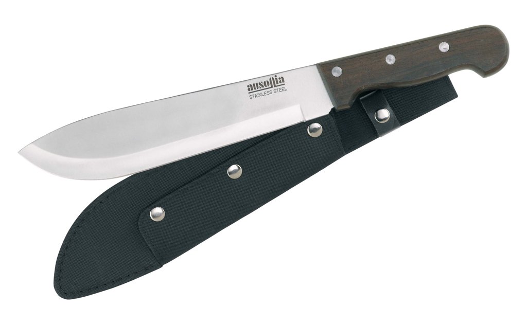 AUSONIA - 28405 Machete con fodero in nylon, lama da 26 Cm e manico in legno rivettato
