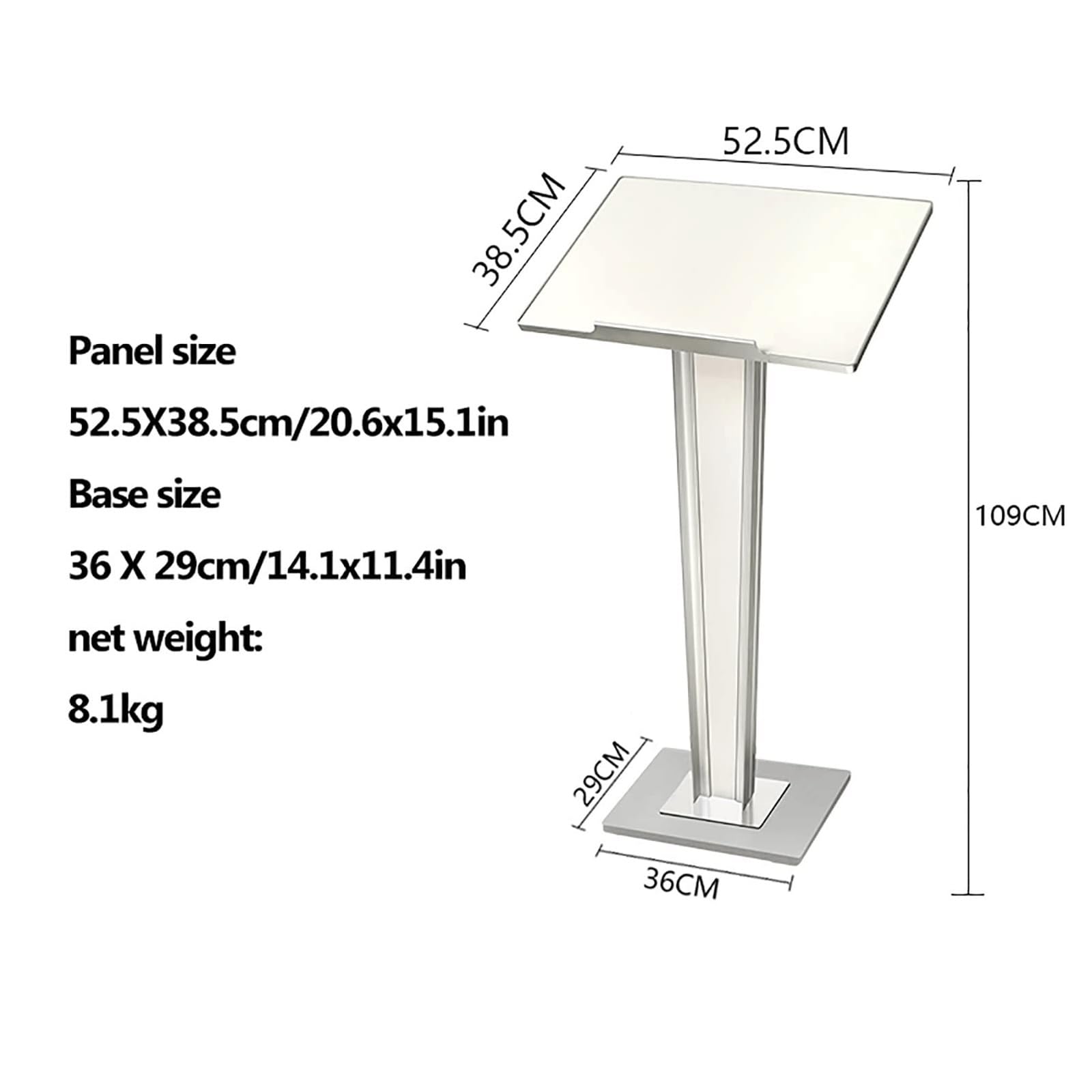 Support de Podium en métal, pupitre Moderne sur Pied, pupitre de présentation Ergonomique avec Plateau incliné et Base Stable(Dark Brown)