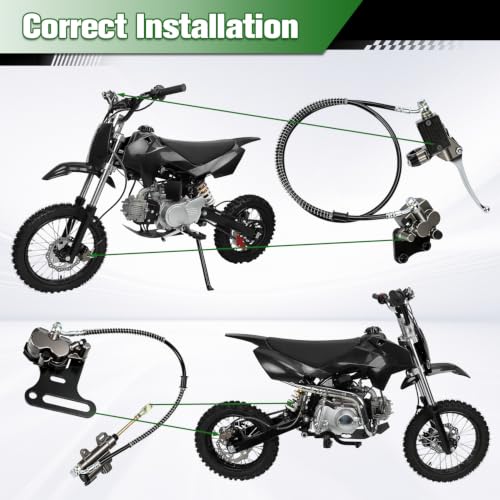 Image of Dirt Bike Front Hydraulic Brake Master Cylinder Caliper Assembly & Rear Brake Kit 12mm Compatible with Apollo SSR 125cc 110cc Tao Tao Coolster X-pro 90cc 70cc 50cc 4 Stroke Pit Bike Parts Gray