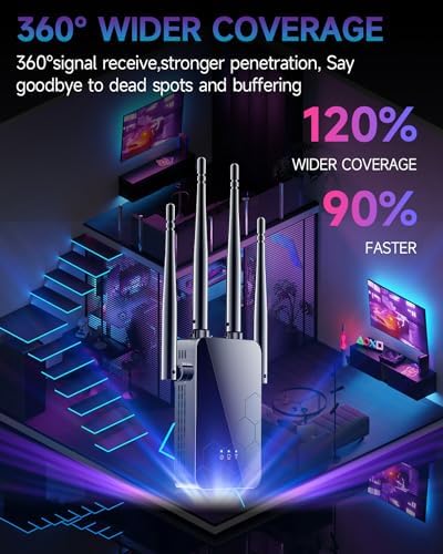 Wireless Routers Amplifier, WiFi Extender Internet Booster, Mesh Wi-Fi 80% Faster | Broader Than Ever, 1 Tap Setup, Support More Network Devices at Home - 2