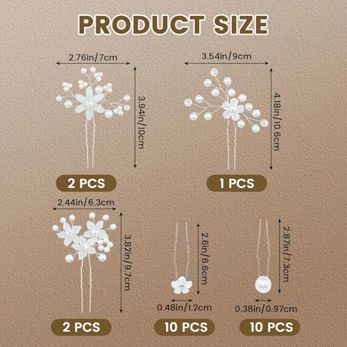 25 Piezas Pinzas para el Cabello con Perlas y Flores para Boda, Clips con Cristales y Perlas para Novias y Damas de Honor miniatura 4