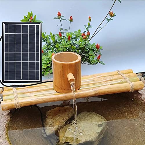 Bambusowa fontanna solarna z pompką – funkcja wody ogrodowej do dekoracji wnętrz i na zewnątrz