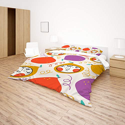 Housse de couette garçon poires colorées lit polyester doux - 5