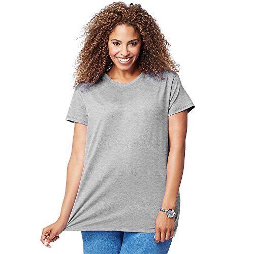 Just My Size Women s Plus-Size Short Sleeve Crew Neck Tee, Light Steel, 3X