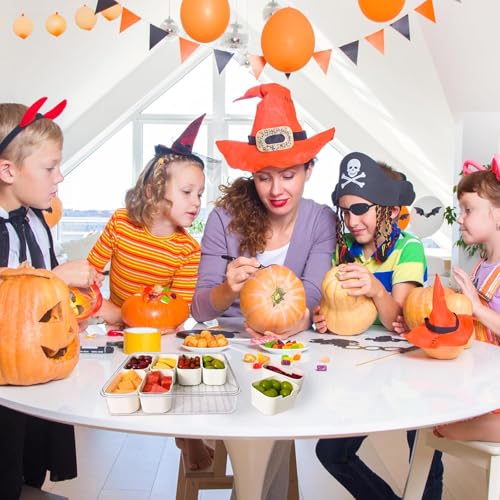 FLYGRRIV Snackbox mit 8 Fächern, Snackteller mit Deckel und Griffen, Snackdose für Snacks kinder, Süßigkeiten, Kekse, Nüsse, Obst - Ideal für Picknicks, Partys, Schulen