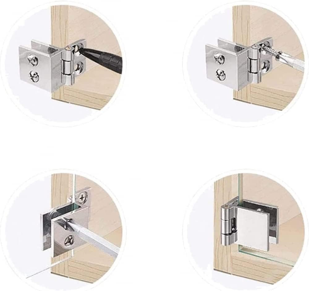 A Set of 8 Glass Door Hinges, 5mm-8mm Adjustable Rectangular Clip Single Clip, Used for Cabinet Glass Door Hinges