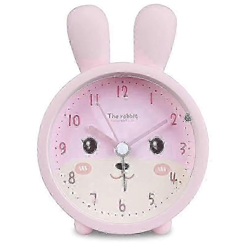 JOYHAPPST Children's Alarm Clock for Girls without Ticking,Rabbit Children's Alarm Clock Silent Alarm Clock with Light Student