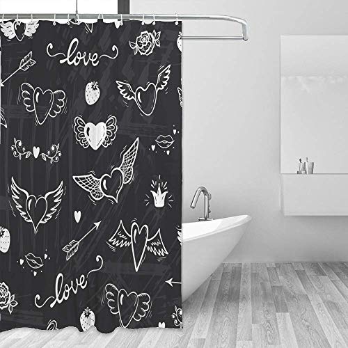 Rideau de douche imperméable avec crochets pour stopper les éclaboussures
