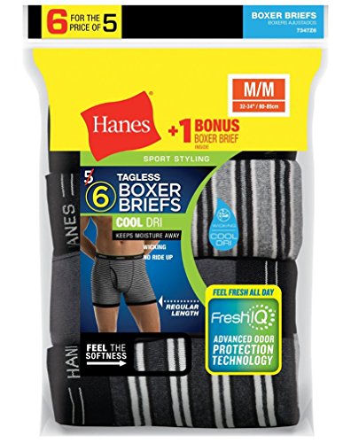 Hanes Men's FreshIQ Comfort Flex Red Label Stripes Waistband Boxer Brief 6-Pack - Assorted - Large2