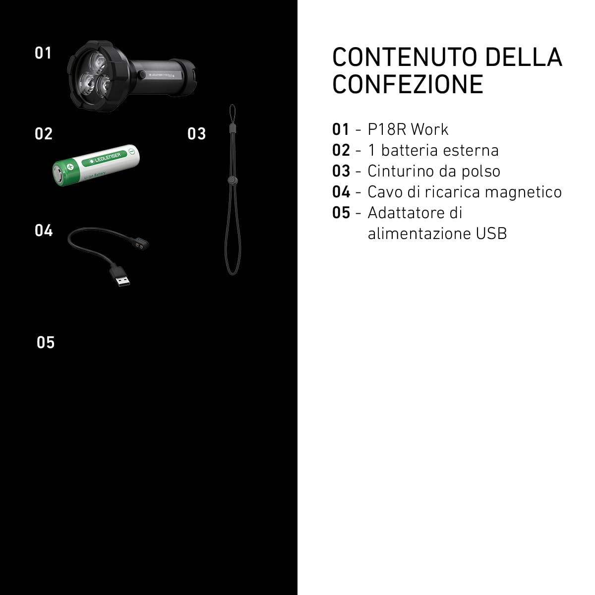 Ledlenser P18R Work Torcia Ricaricabile, 4500lm, Portata 720m, IP54 | Messa a fuoco regolabile, 669g, autonomia 70h, protezione in gomma, ideale per sicurezza e cantieri | 2020