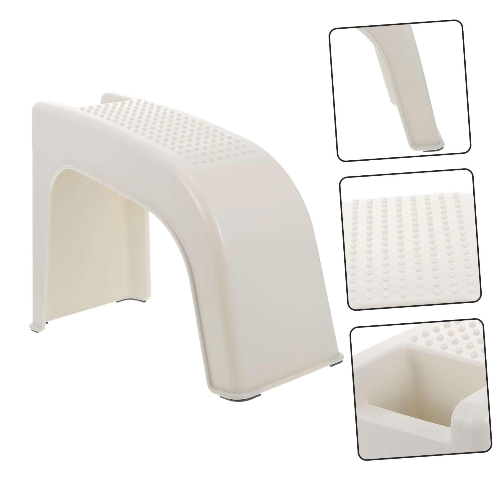 Sgabello Pedicure Bianco in Plastico Poggiapiedi Antiscivolo per Massaggio e Sollievo Dalla Stanchezza per Uso Domestico