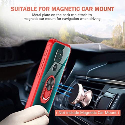 Carcasa protectora Moto G9 Play transparente con anillo parachoques rojo 3