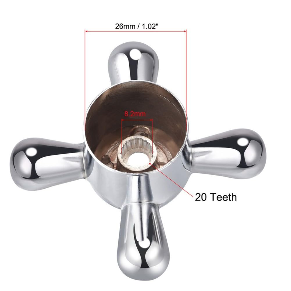 Maniglia per rubinetto, manopola per rubinetto, maniglia della valvola dell'acqua, 8 mm, in lega 20, ricambio per miscelatore da cucina e bagno, confezione da 2 pezzi, argento