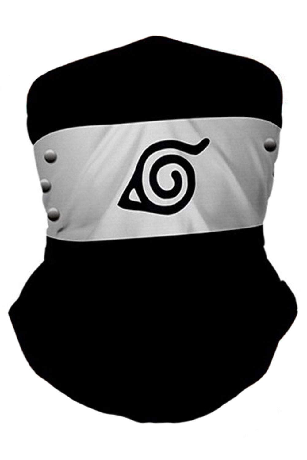 Unisex Anime Naruto Bandana Akatsuki Mask Seamless Neck Gaiter,Face Cover,Dust Mask for Outdoors (Black-Leaf)