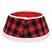 New Traditions - Buffalo Check Stand Band Christmas Tree Collar with Toggle - Black/Red